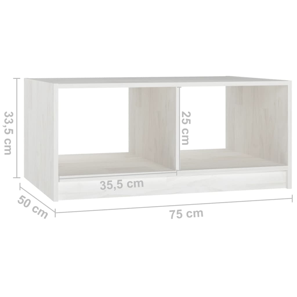Salontafel 75X50X33,5 Cm Massief Grenenhout Wit