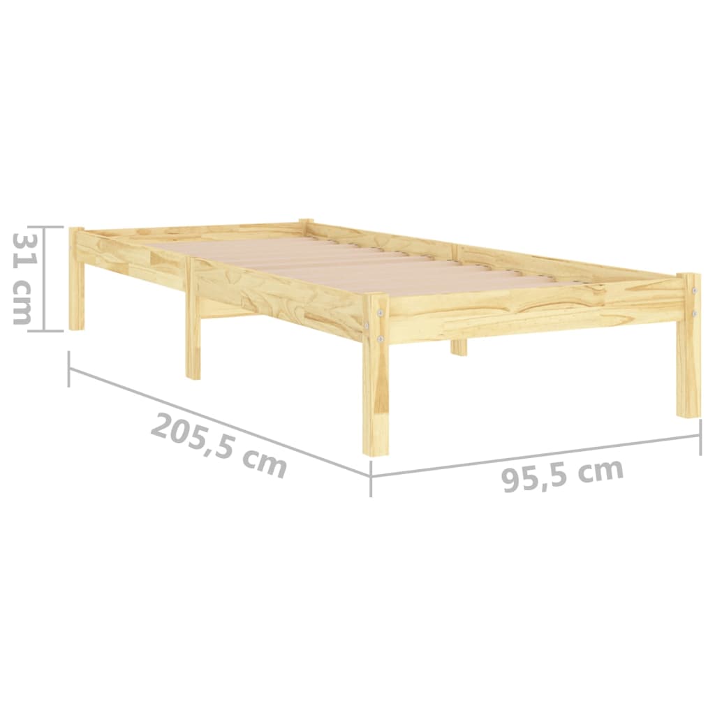 Bedframe Massief Grenenhout 90 x 200 cm Naturel