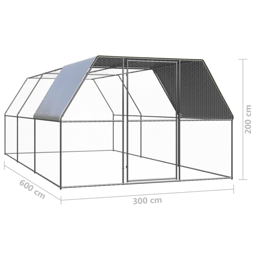 Kippenhok Gegalvaniseerd Staal 3 x 6 x 2 m