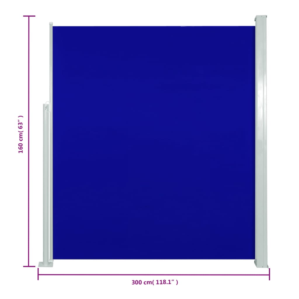 Tuinscherm uittrekbaar 160x300 cm blauw 160 x 300 cm Blauw