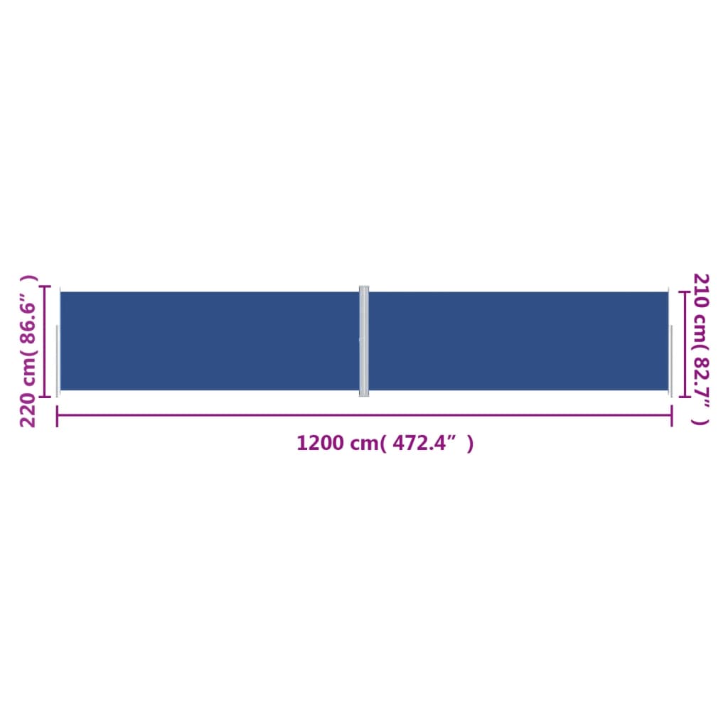 Windscherm Uittrekbaar Blauw 220 x 1200 cm