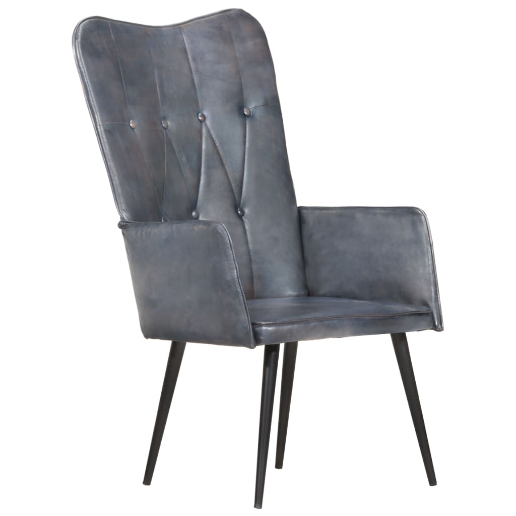Fauteuil echt leer grijs Grijs Echt leer