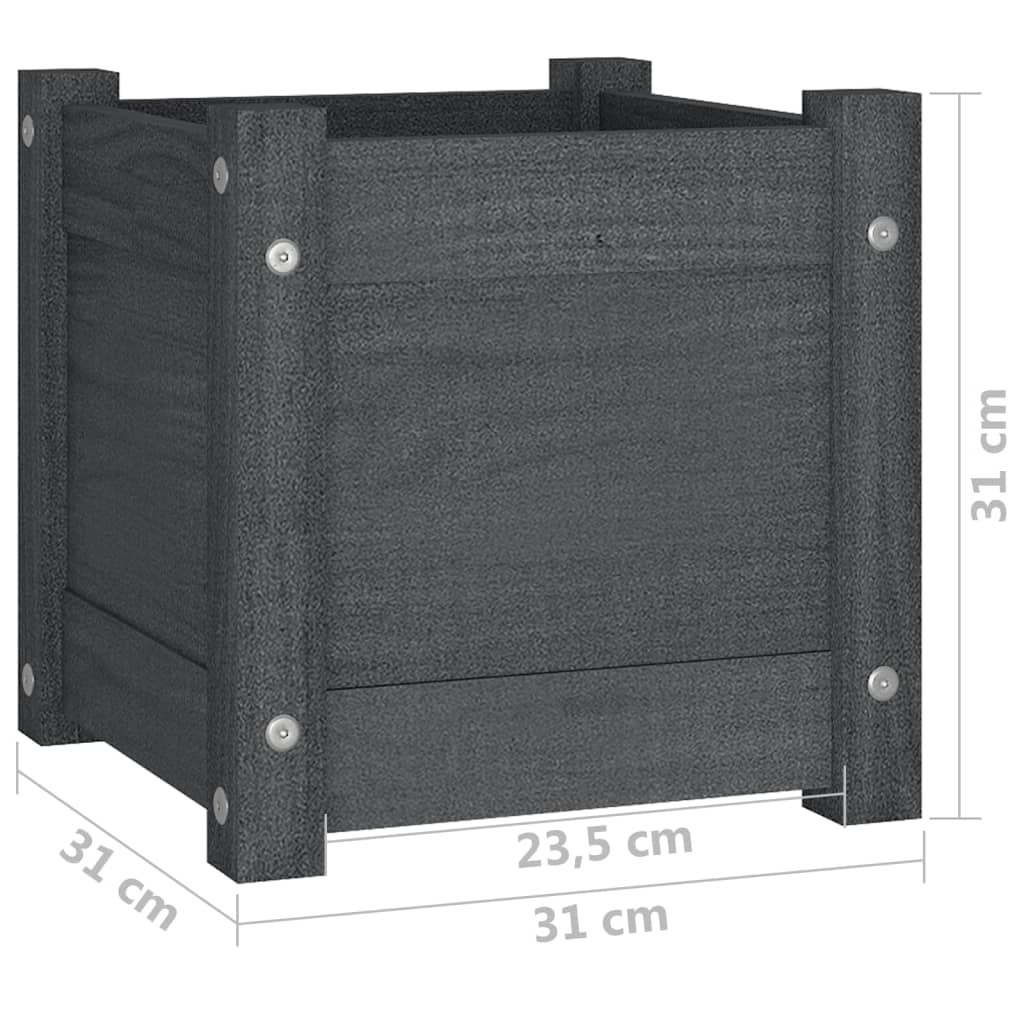 Plantenbakken 3X3X3 Cm Massief Grenenhout 2 1 Grijs