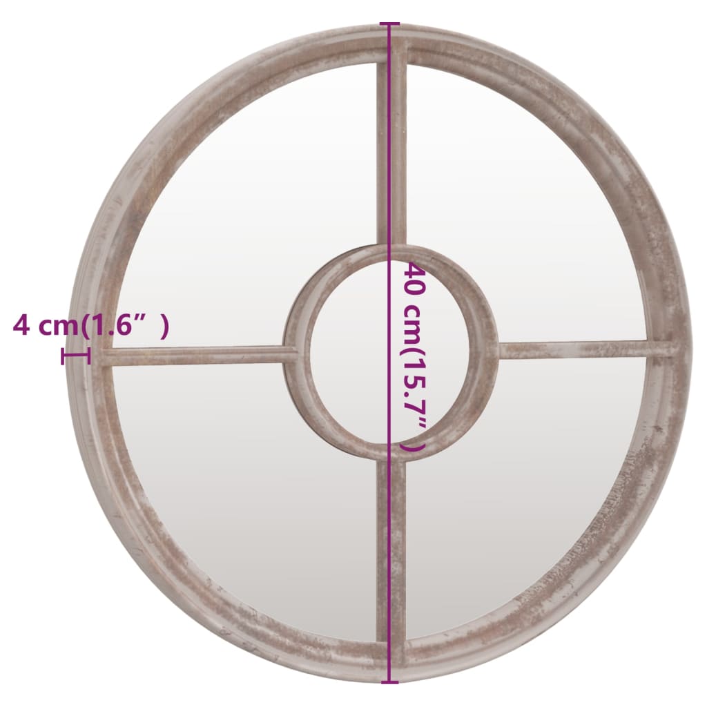 Spiegel Rond 40X4 Cm Ijzer Zandkleurig