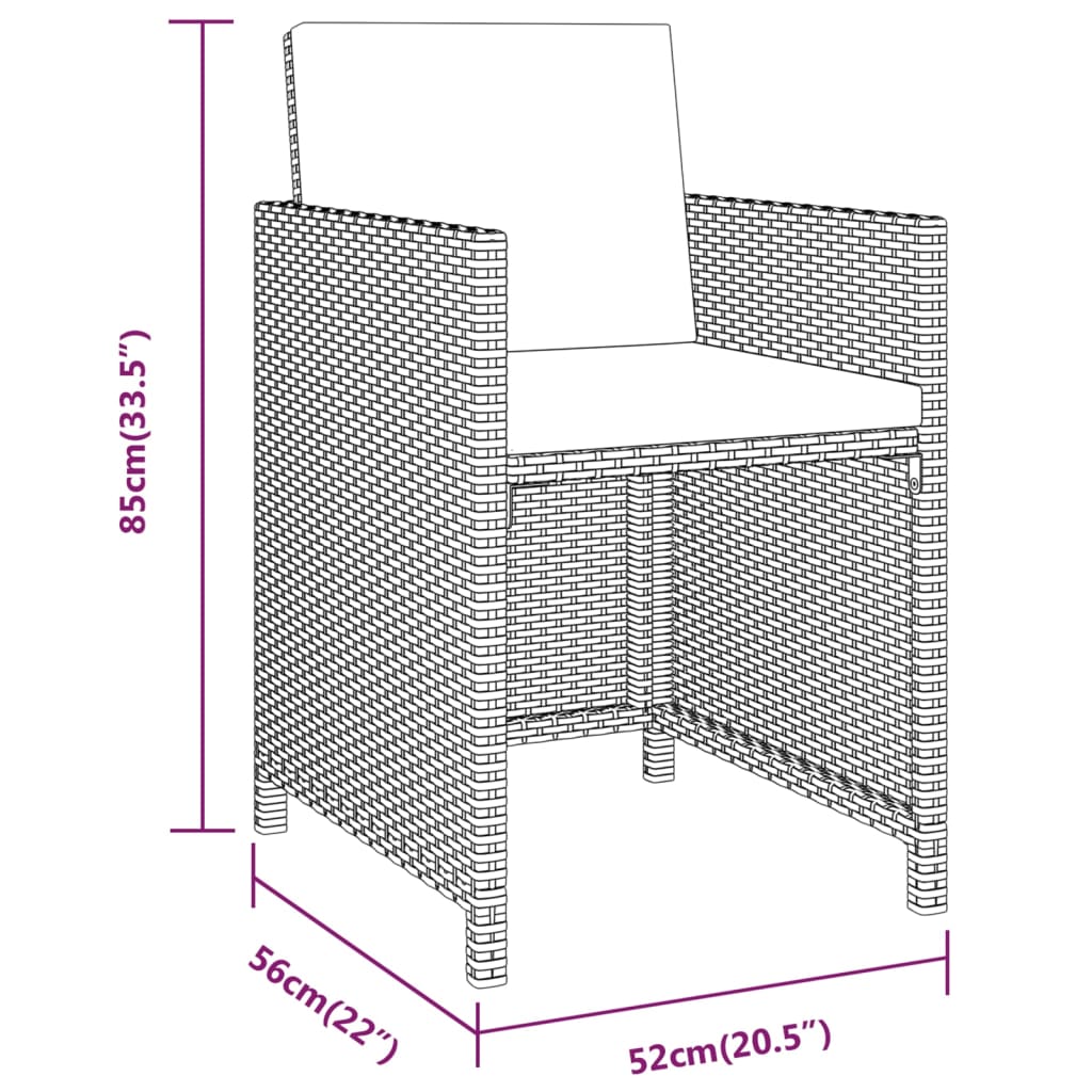 3-Delige Tuinset Met Kussens Poly Rattan Bruin