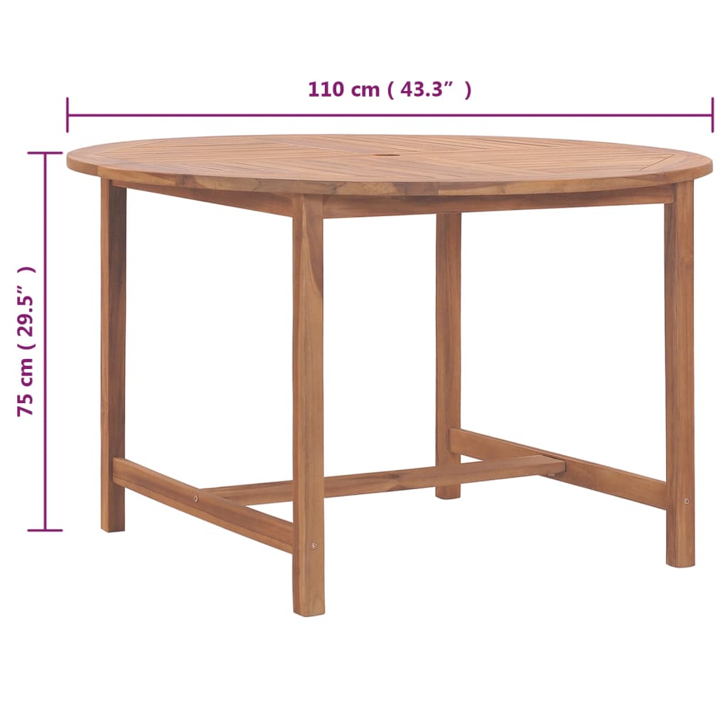 Tuintafel Ø110X75 Cm Massief Teakhout Rond