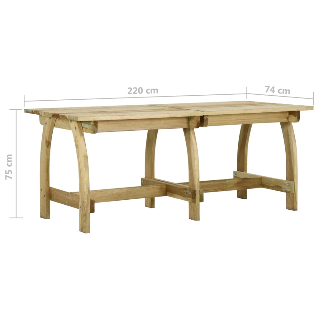 Tuintafel geïmpregneerd grenenhout 220 x 74 x 75 cm