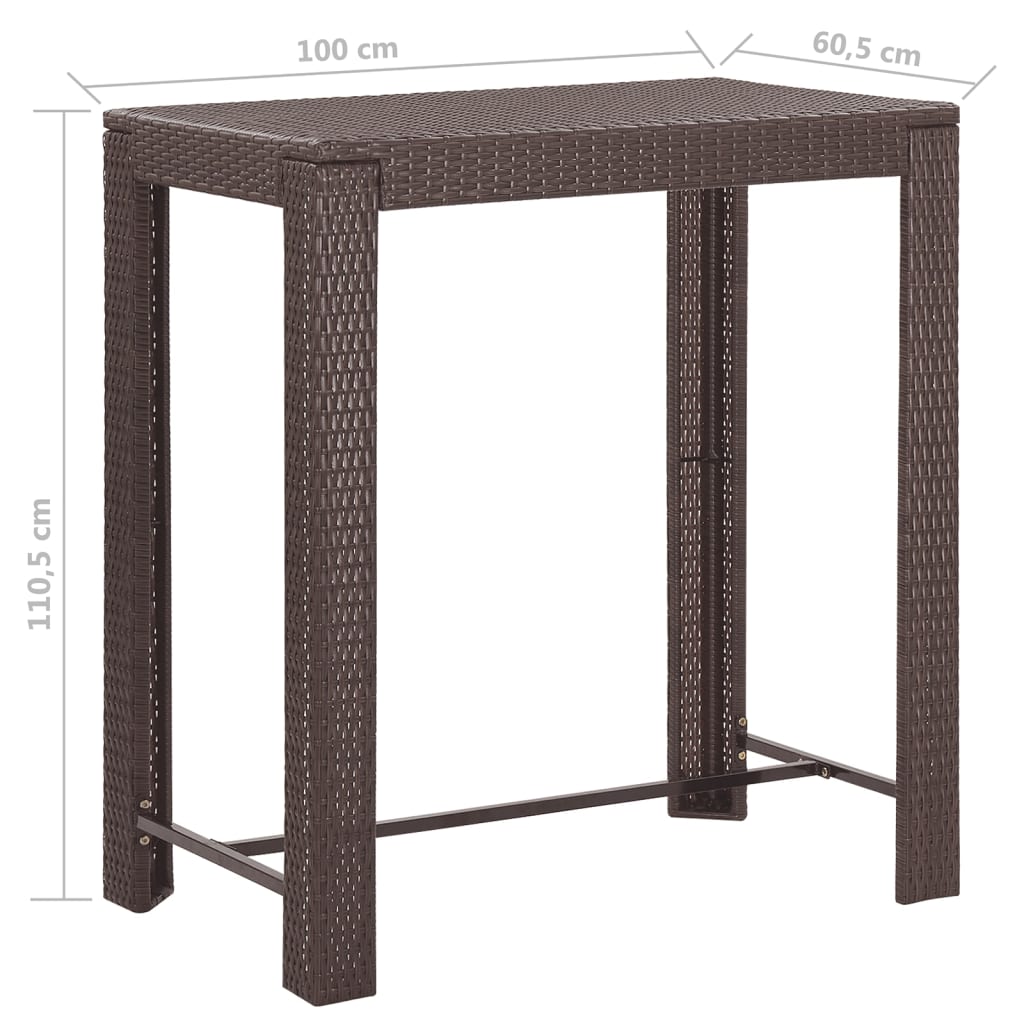 5-Delige Tuinbarset Met Kussens Poly Rattan Bruin