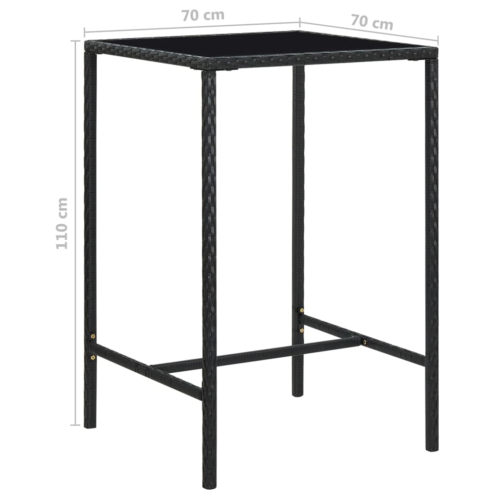 -Delige Tuinbarset Met Kussens Poly Rattan 5 70 x 70 x 110 cm Zwart