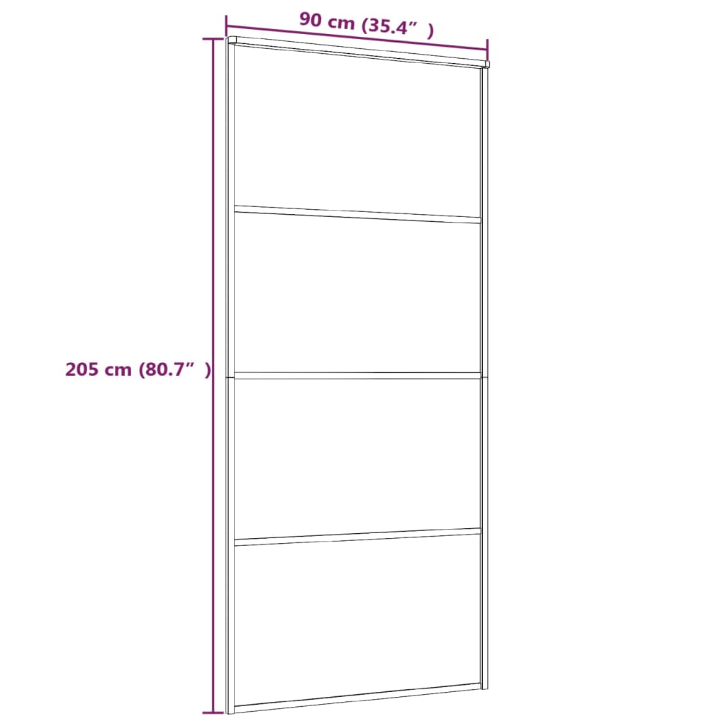 Schuifdeur 90x205 cm mat ESG-glas en aluminium wit 90 x 205 cm Mat
