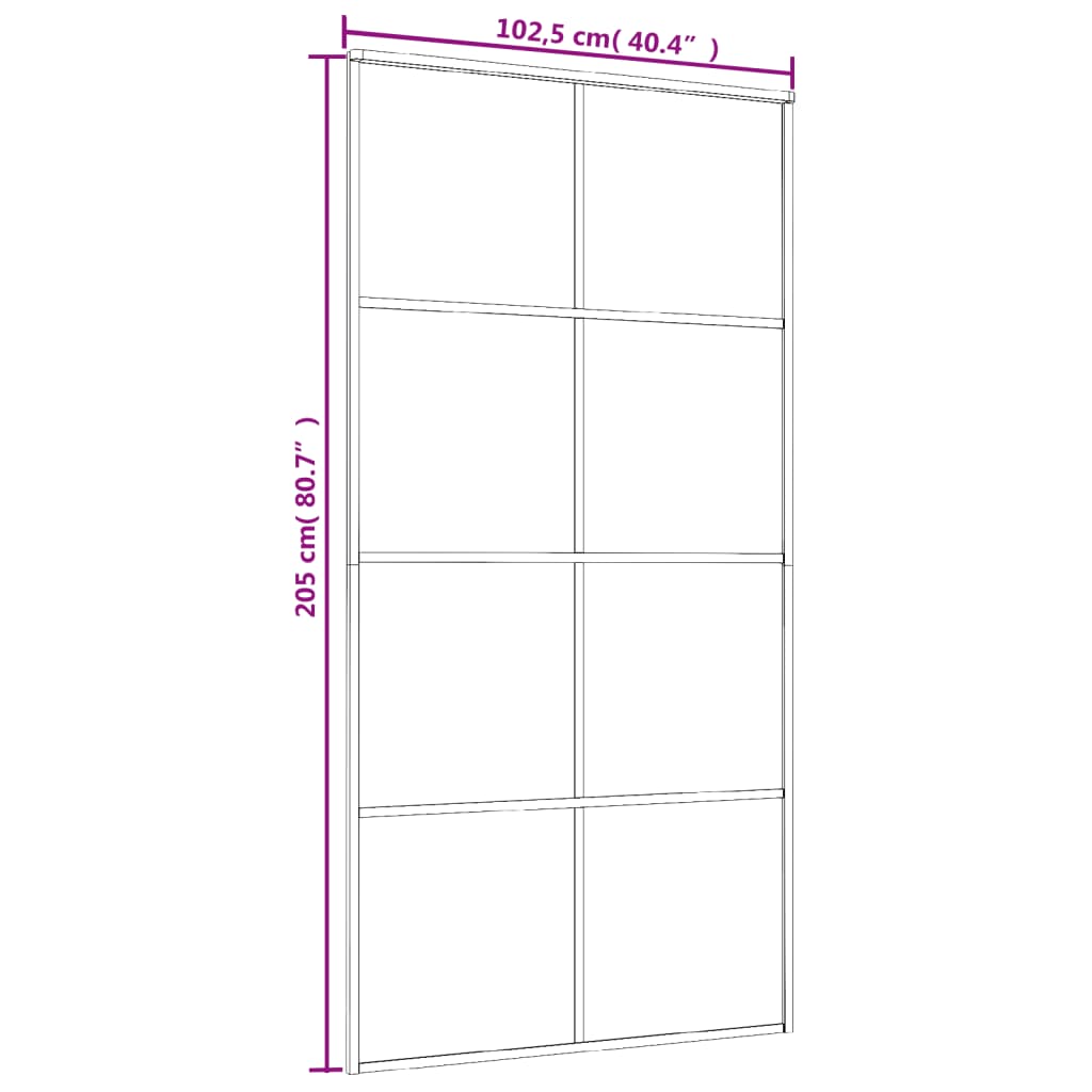 Schuifdeur 102,5x205 cm mat ESG-glas en aluminium wit 102.5 x 205 cm Mat