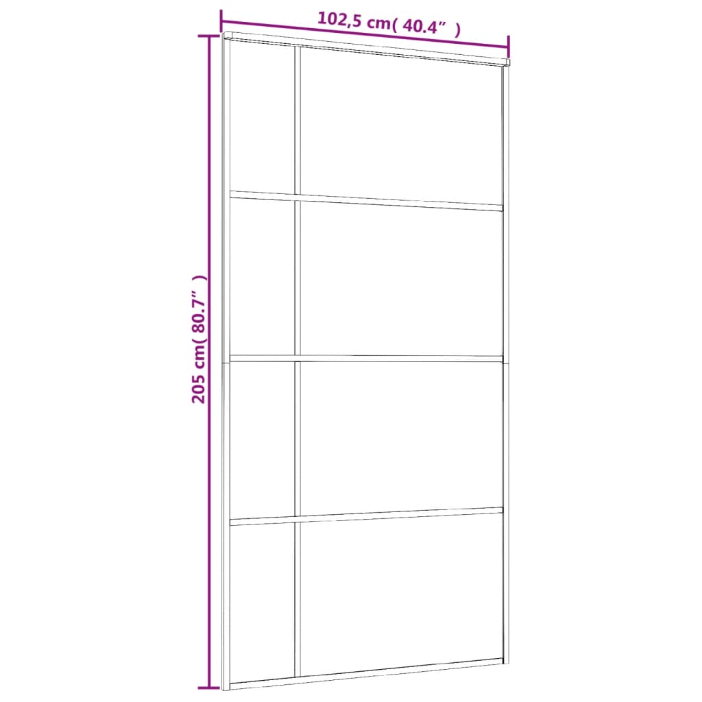 Schuifdeur 102,5x205 cm mat ESG-glas en aluminium wit 102.5 x 205 cm Mat