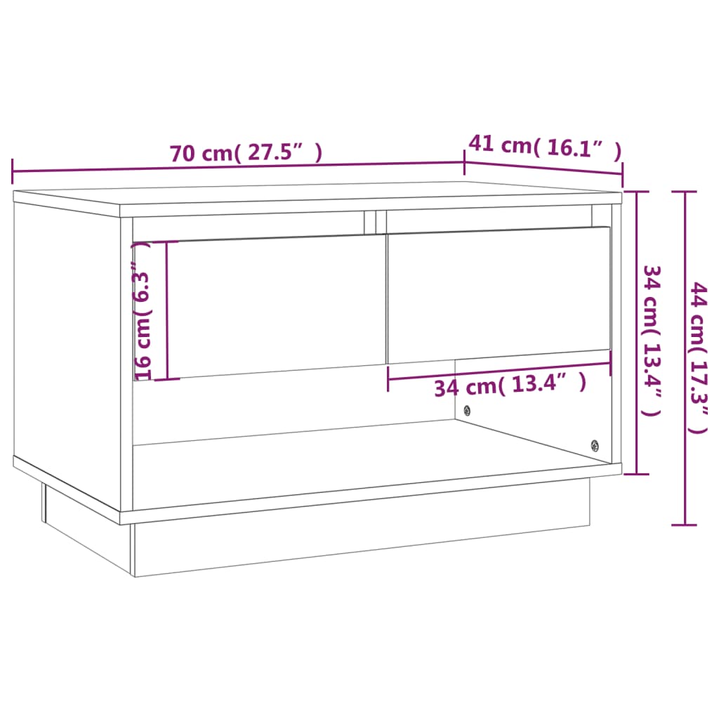 Tv-Meubel 70X4X44 Cm Spaanplaat Betongrijs