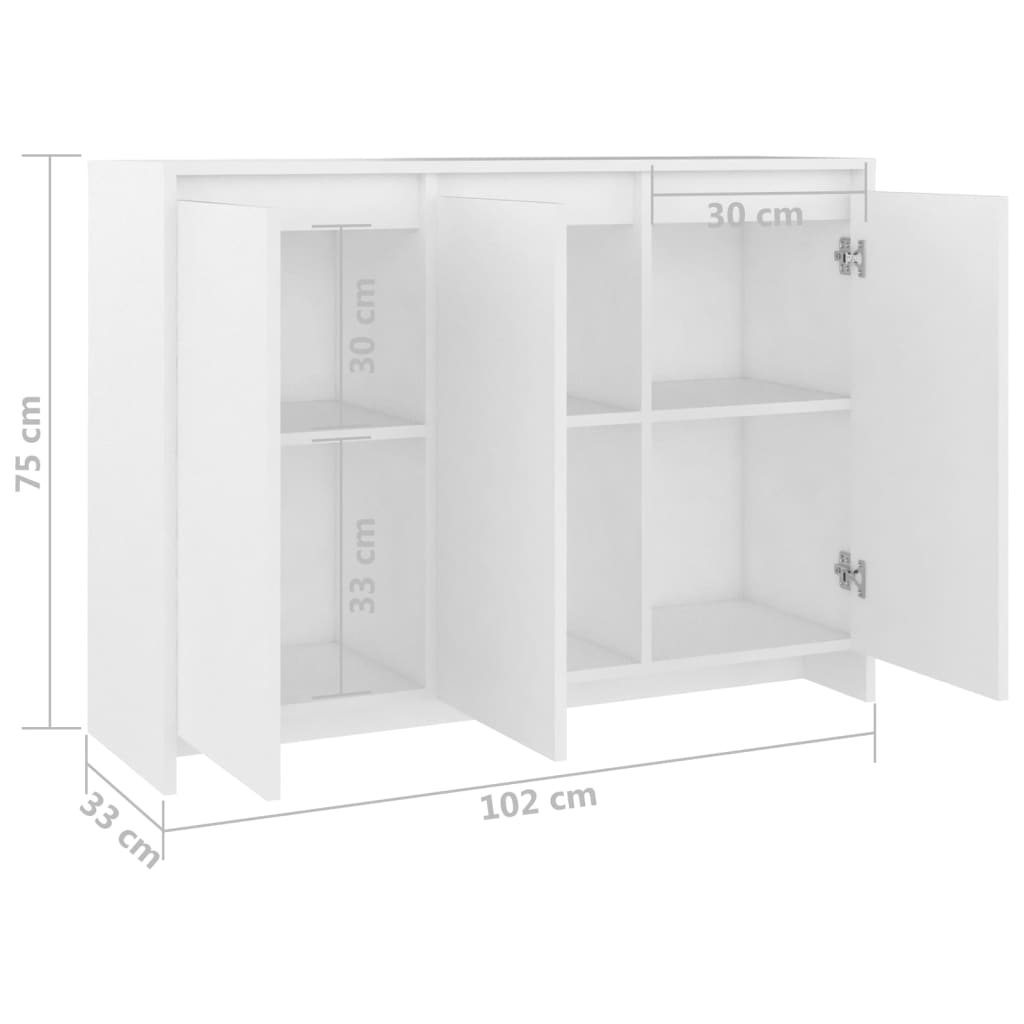 Dressoir 02X33X75 Cm Spaanplaat Wit