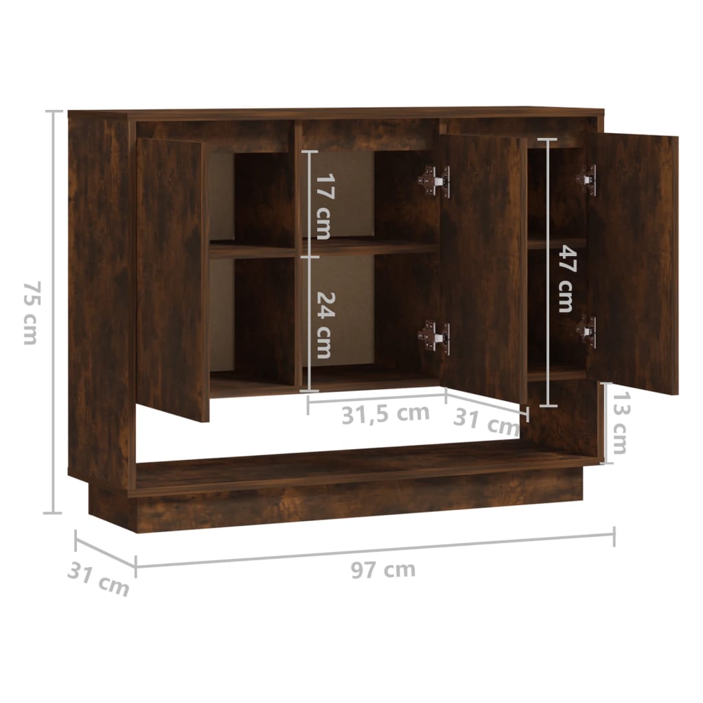 Dressoir 97X3X75 Cm Spaanplaat Kleurig Gerookt eiken