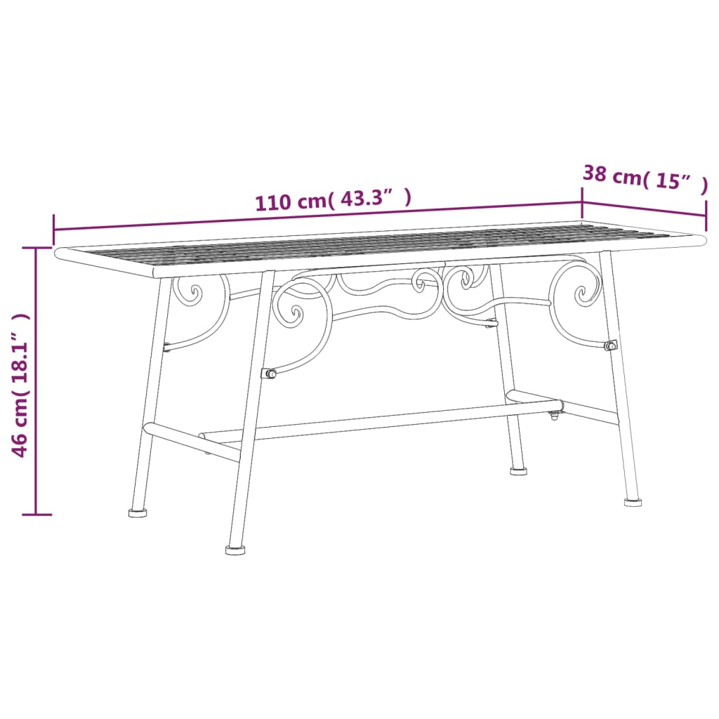 Boombank 110 Cm Staal Zwart