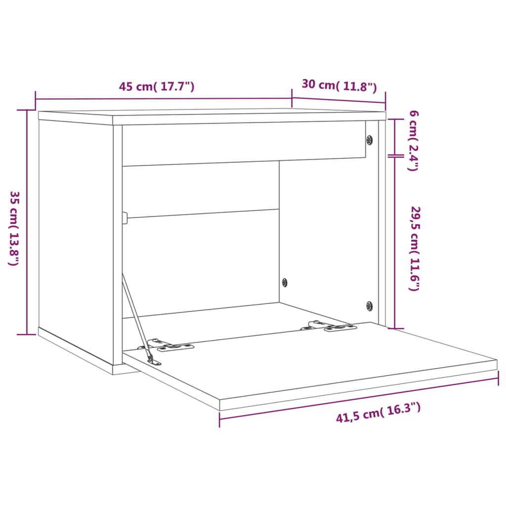 Wandkast 45X30X35 Cm Massief Grenenhout 1 Honingbruin