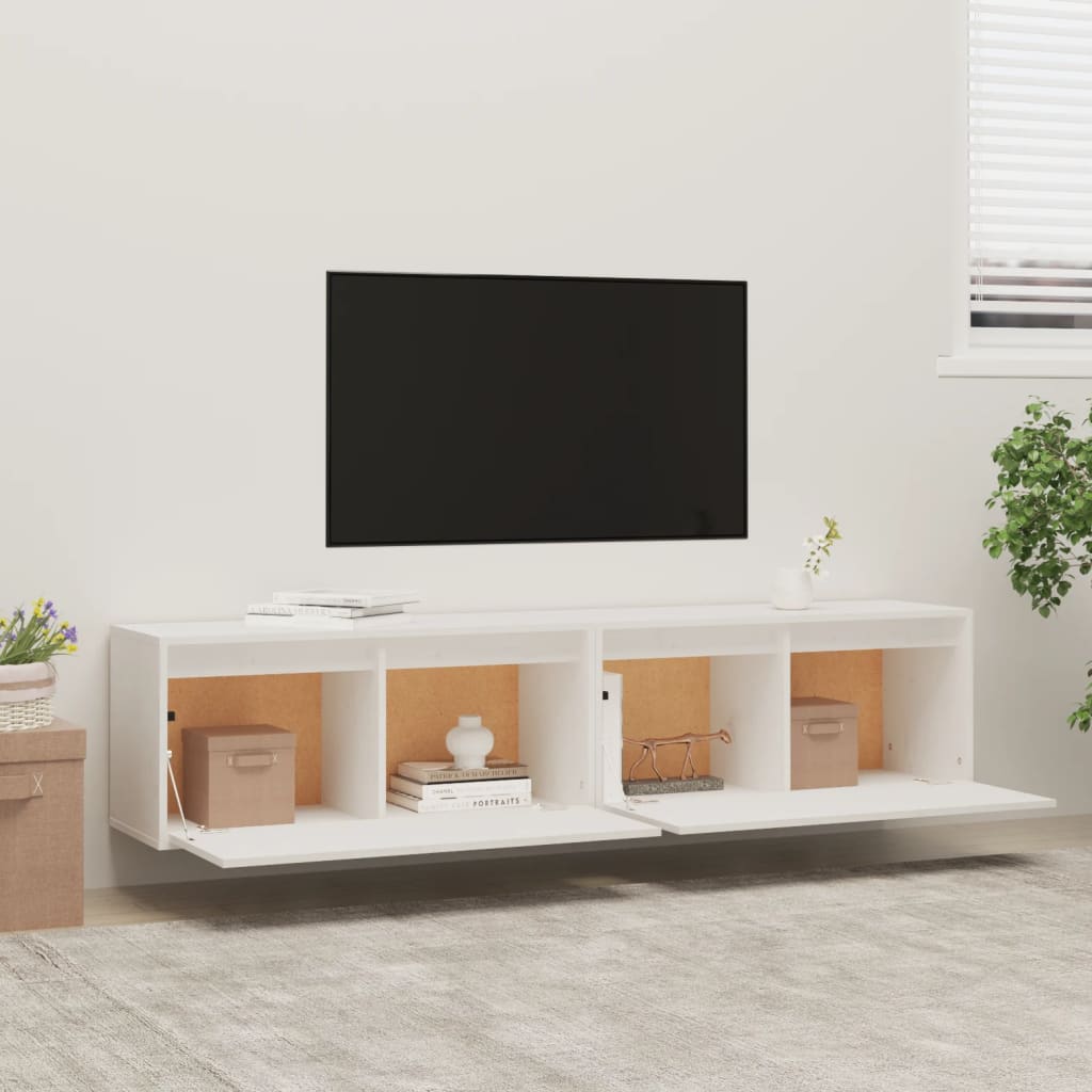 Wandkasten 80X30X35 Cm Massief Grenenhout 2 Wit