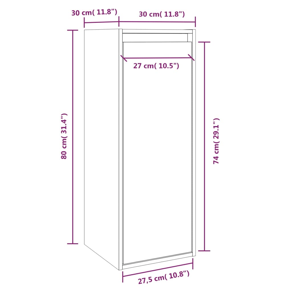Wandkasten 30X30X80 Cm Massief Grenenhout 2 Naturel