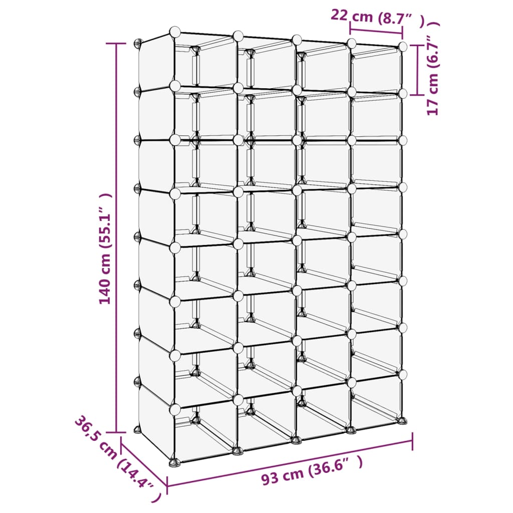 Schoenenrek 93X36,5X140 Cm Polypropeen Transparant