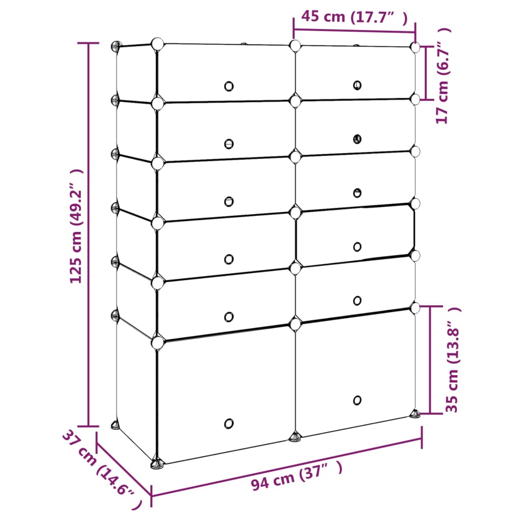 Schoenenrek 94X37X125 Cm Polypropeen Zwart