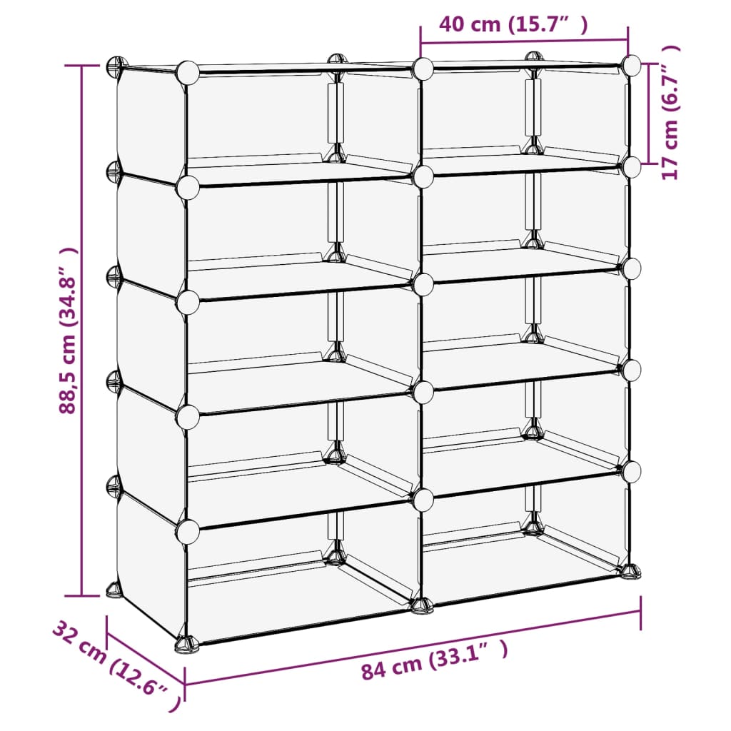 Schoenenrek 84X32X88,5 Cm Polypropeen Transparant