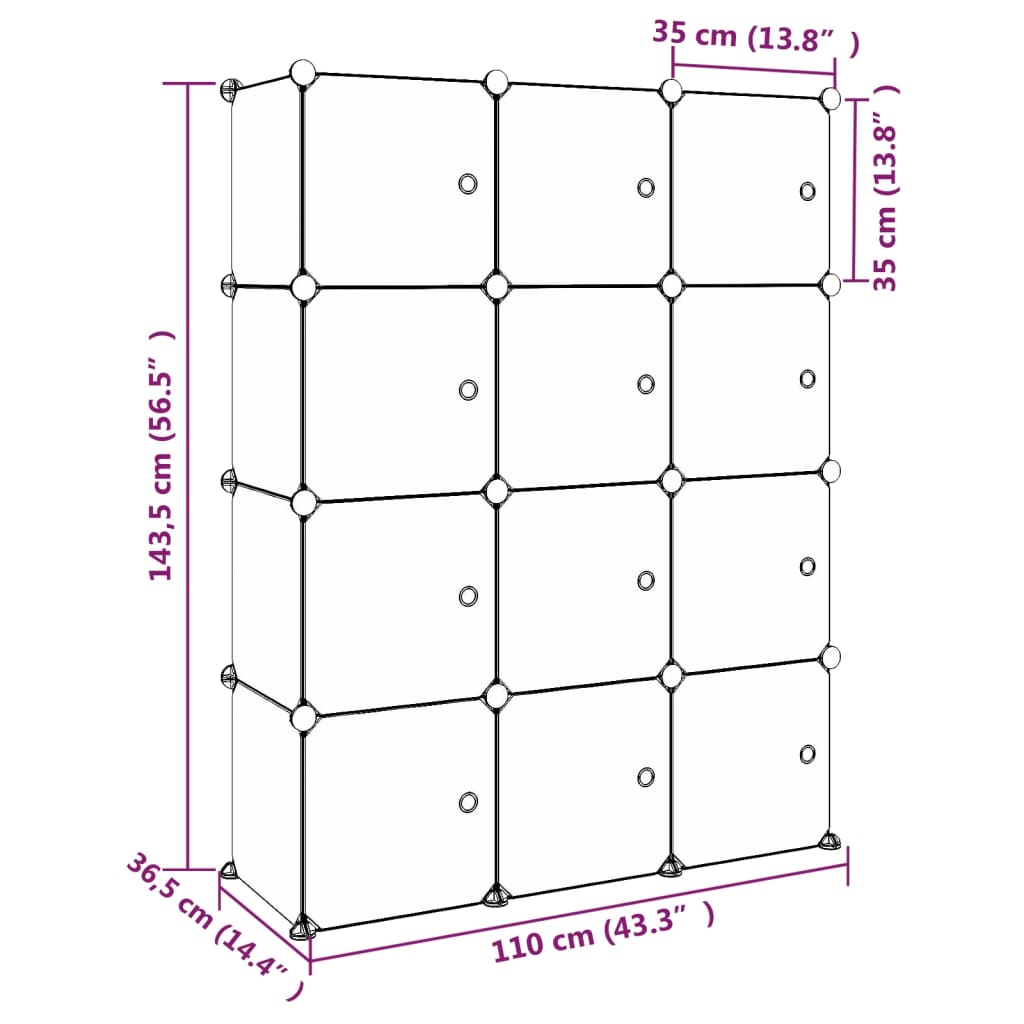 Kinderopbergmeubel Met 2 Vakken Polypropeen 110 x 36.5 x 143.5 cm Groen