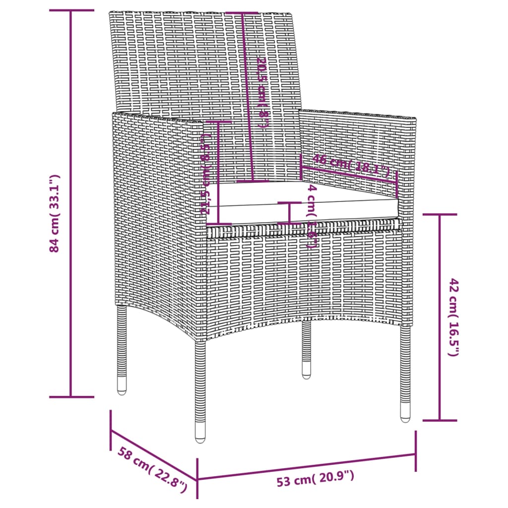 16-Delige Loungeset Met Kussens Poly Rattan Zwart Zwart en wit