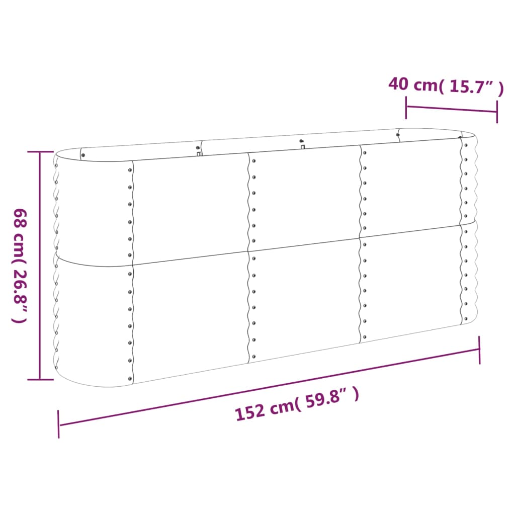 Plantenbak 152X40X68 Cm Gepoedercoat Staal Bruin 152 x 40 x 68 cm