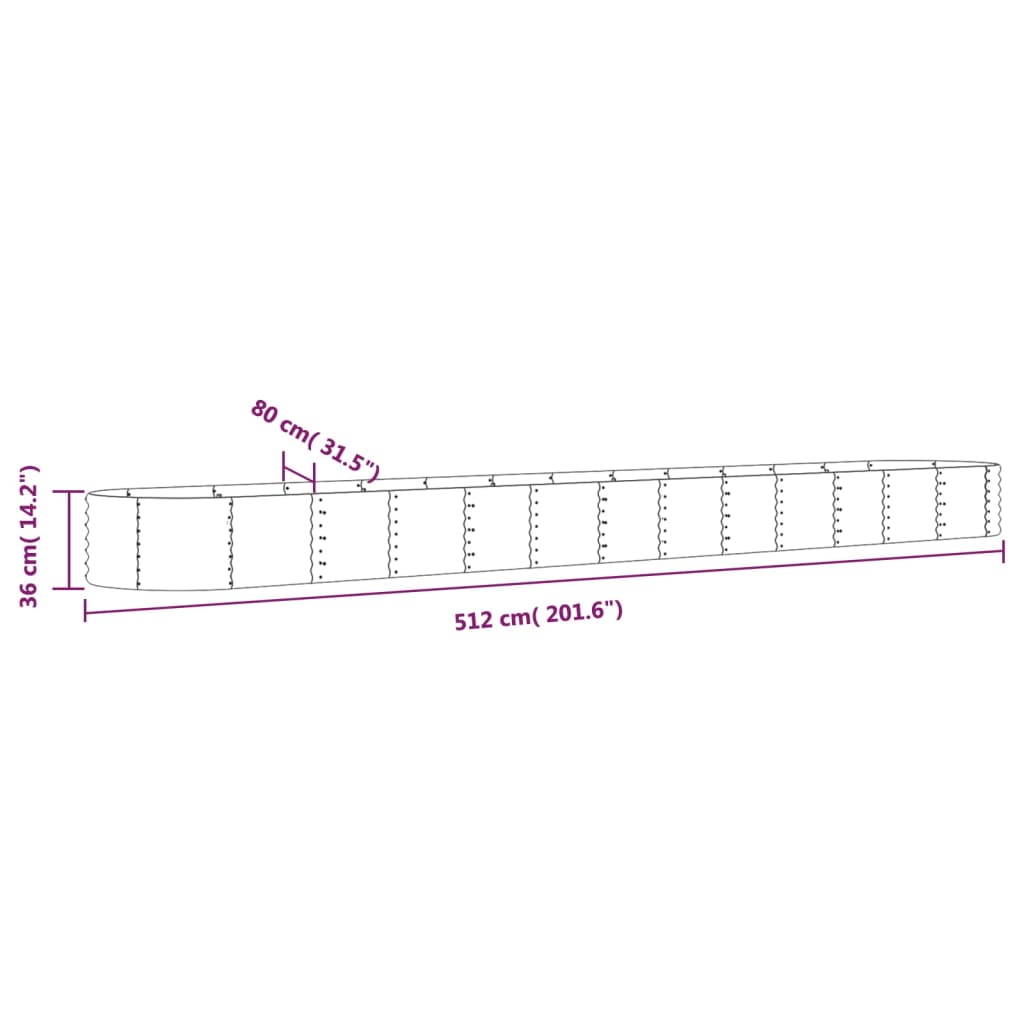 Plantenbak 512x80x36 cm gegalvaniseerd staal groen