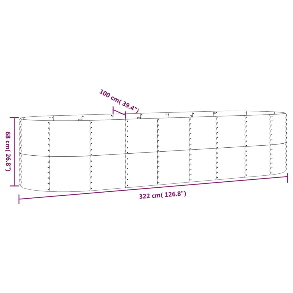 Plantenbak 322X100X68 Cm Gepoedercoat Staal Groen