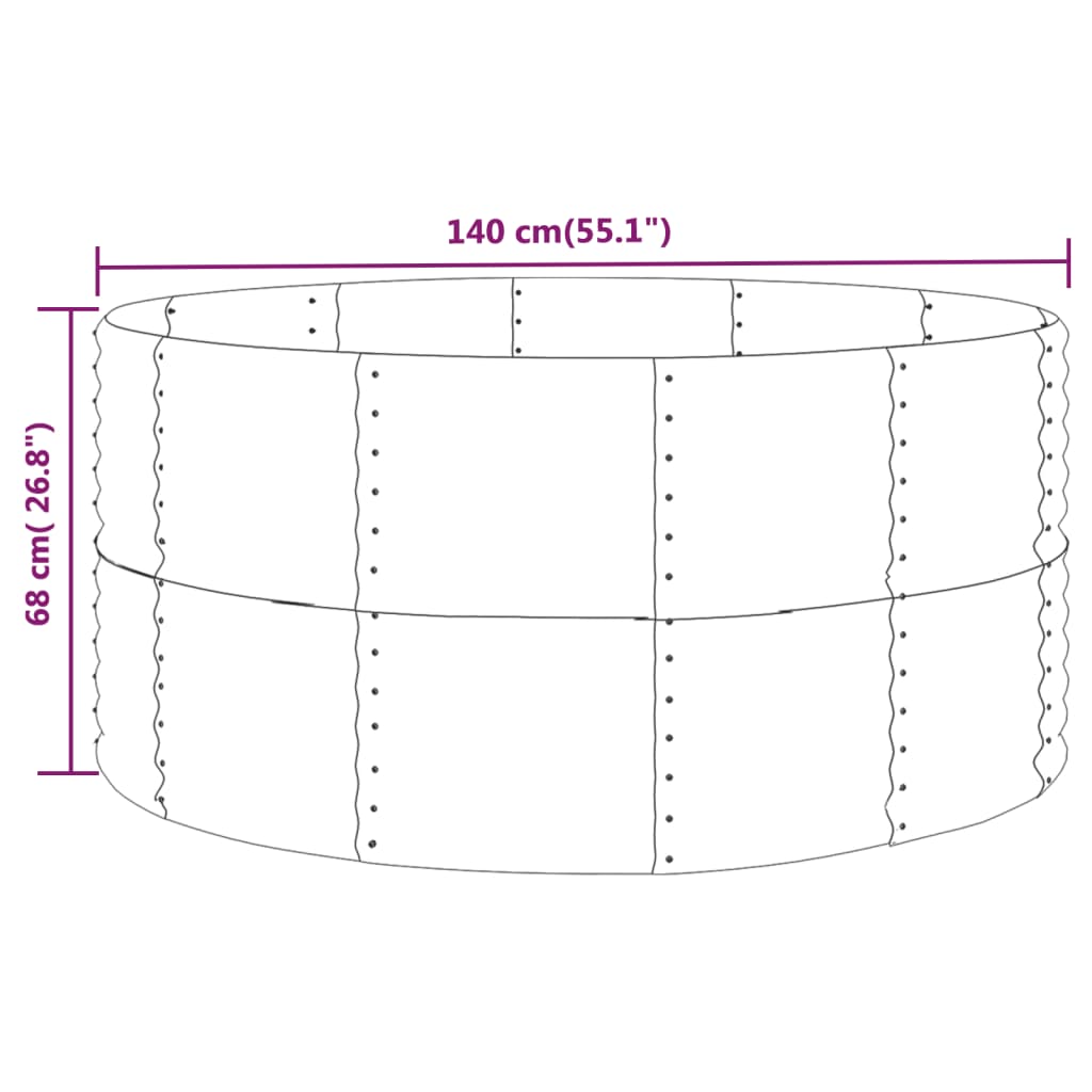 Plantenbak Gepoedercoat Staal 140 x 140 x 68 cm Groen