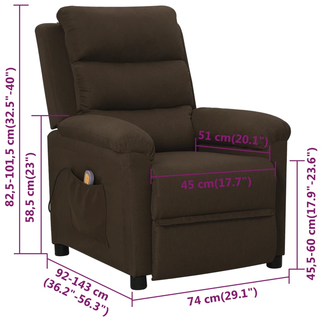 Massagestoel stof donkerbruin