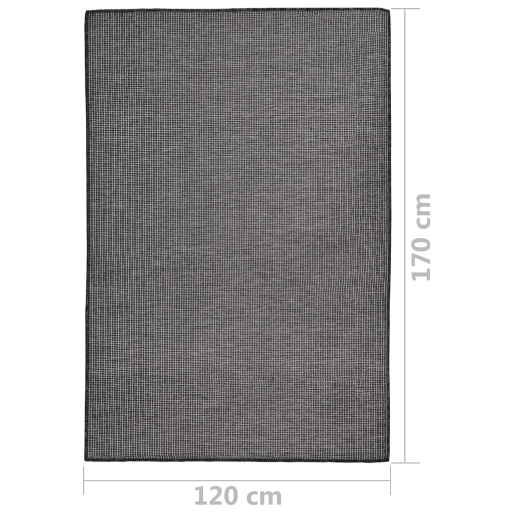 Buitenkleed platgeweven 120x170 cm grijs