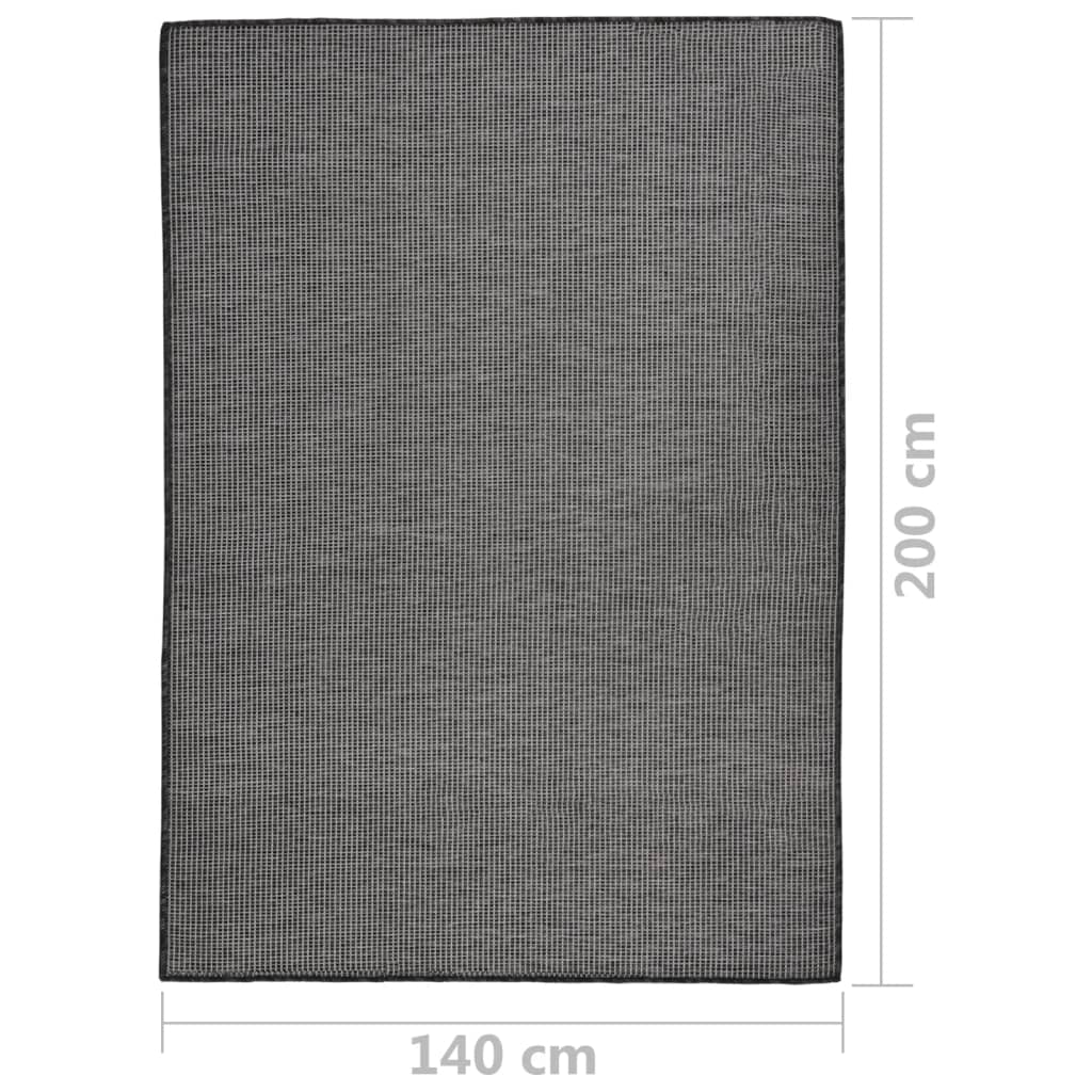 Buitenkleed Platgeweven 140 x 200 cm Grijs