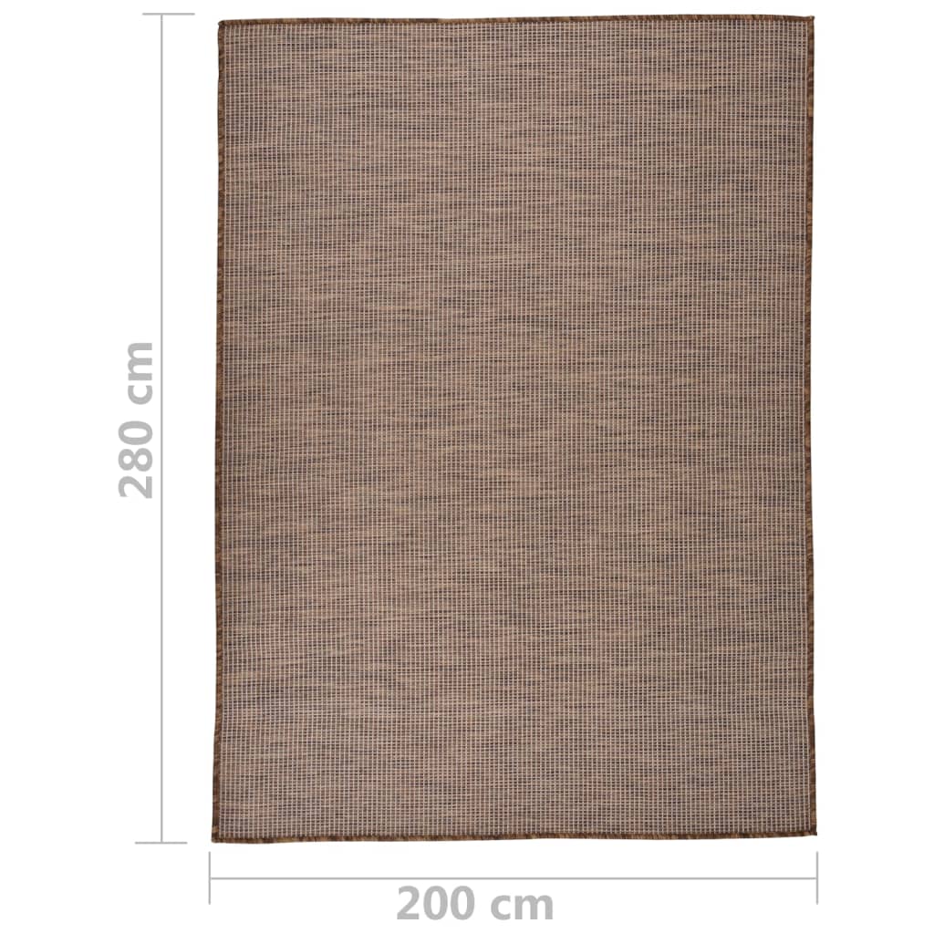 Buitenkleed Platgeweven 200 x 280 cm Bruin