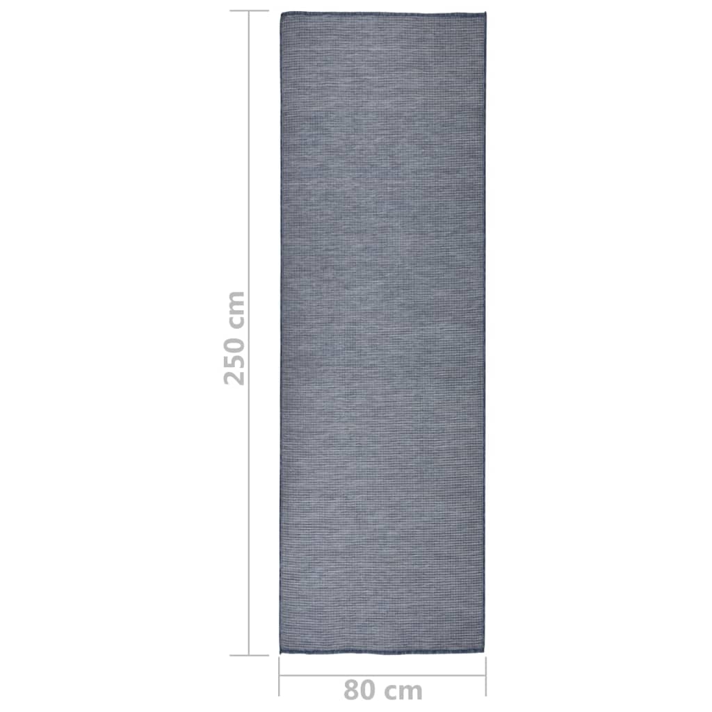 Buitenkleed Platgeweven 80 x 250 cm Blauw