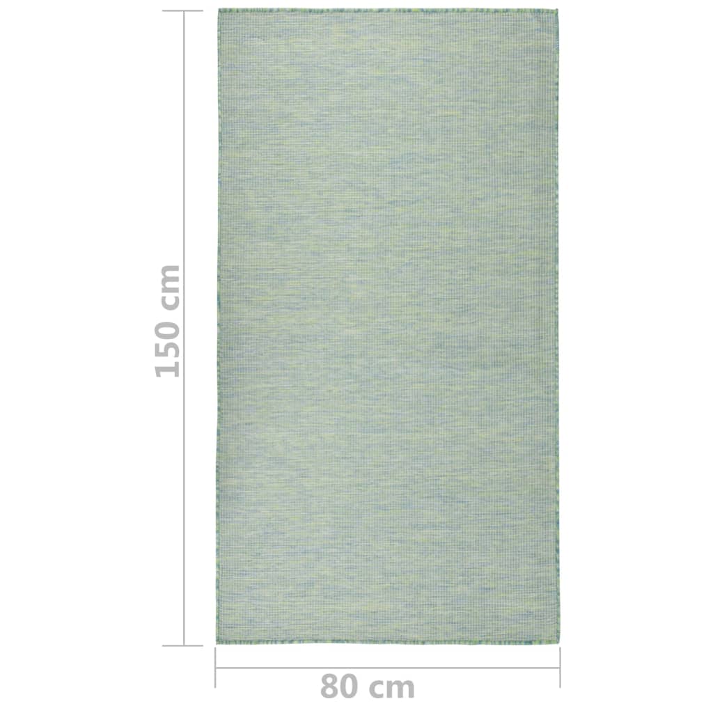Buitenkleed platgeweven 80x150 cm turquoise