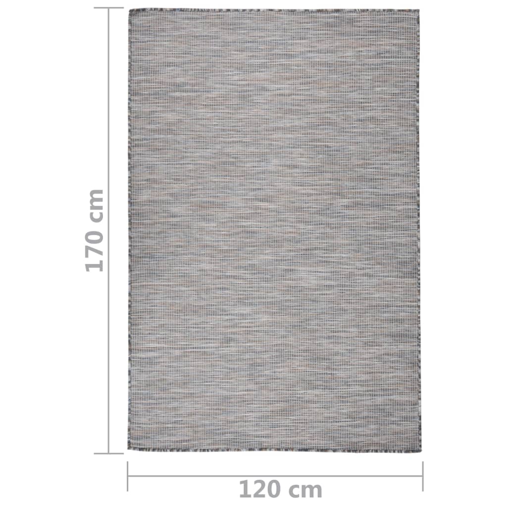 Buitenkleed Platgeweven 120 x 170 cm Bruin en blauw
