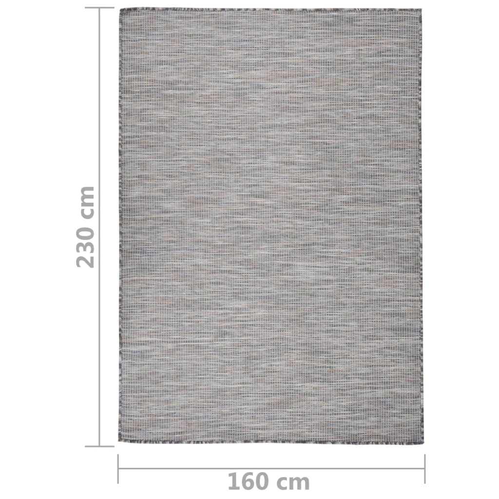 Buitenkleed Platgeweven 160 x 230 cm Bruin en blauw