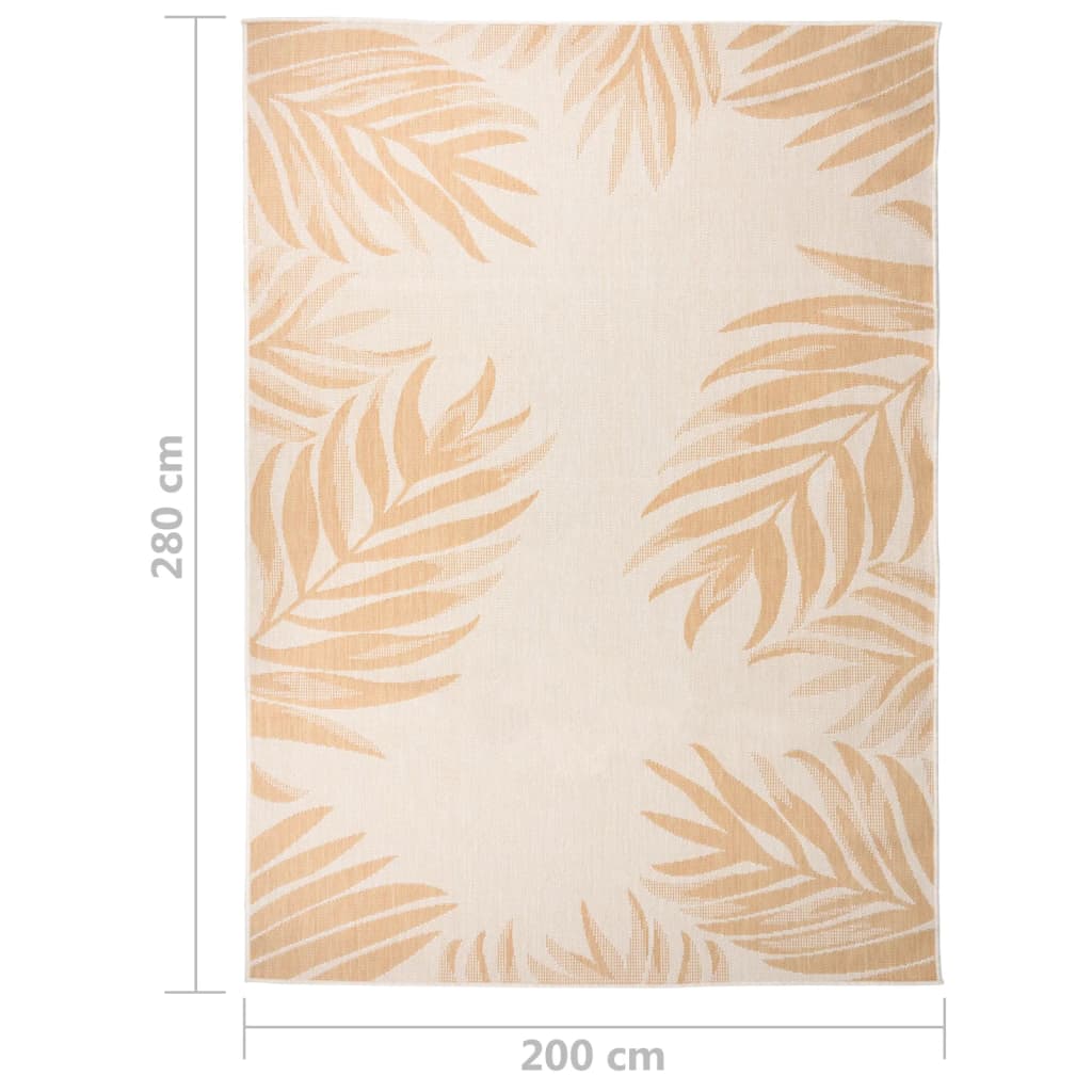 Buitenkleed Met Platgeweven 200 x 280 cm Bladpatroon