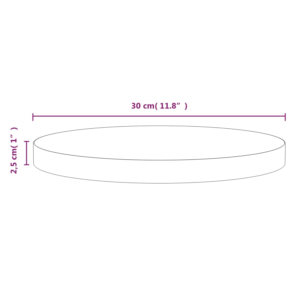 Tafelblad Ø30x2,5 cm massief grenenhout wit Ø 30 x 2.5 cm Wit