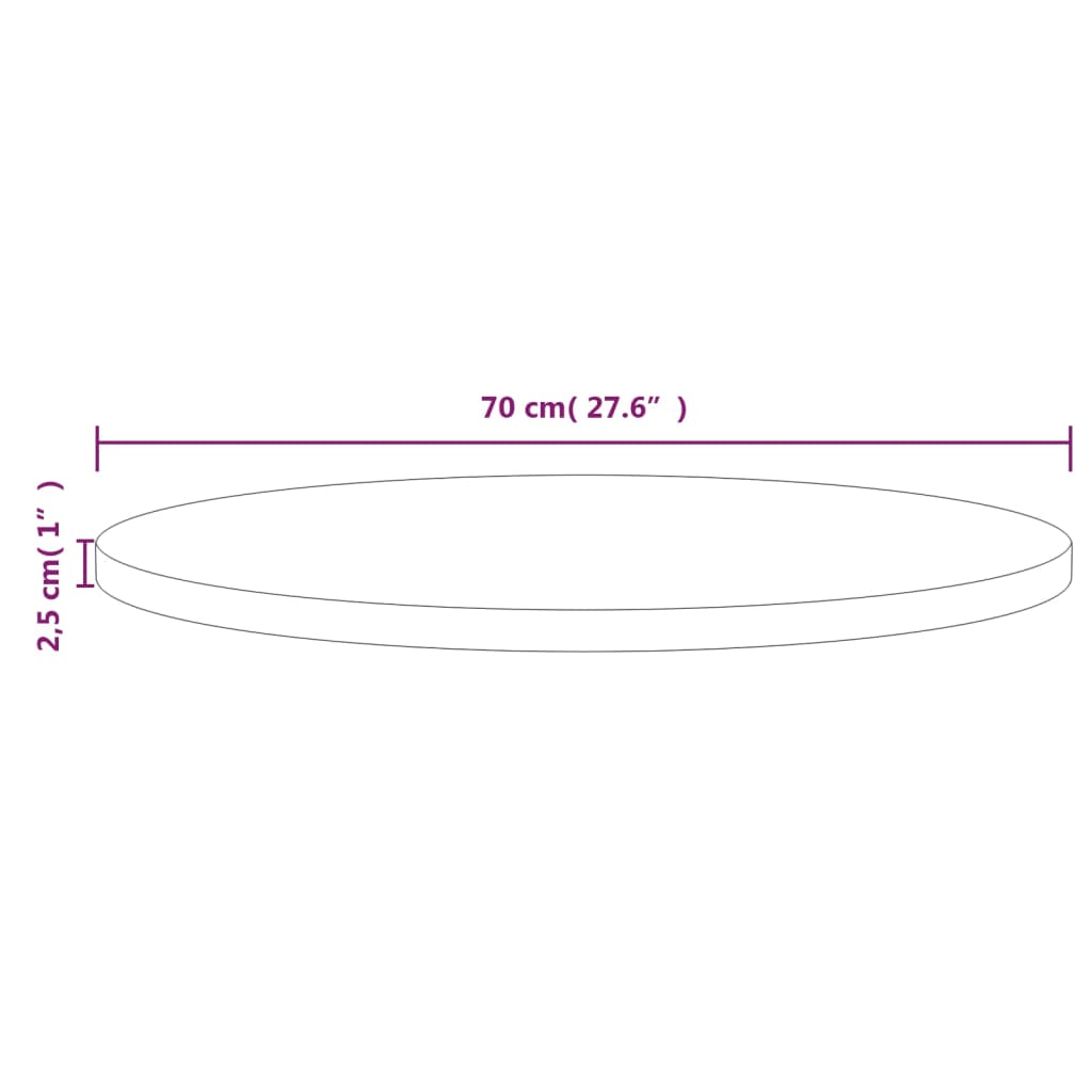 Tafelblad Ø70x2,5 cm massief grenenhout wit Ø 70 x 2.5 cm Wit