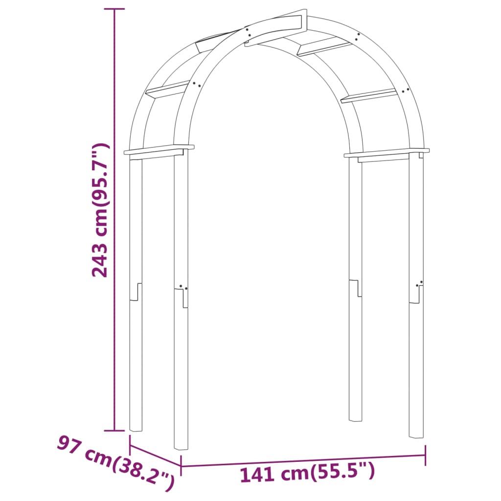 Boog 4X97X243 Cm Geïmpregneerd Massief Grenenhout zonder latwerk