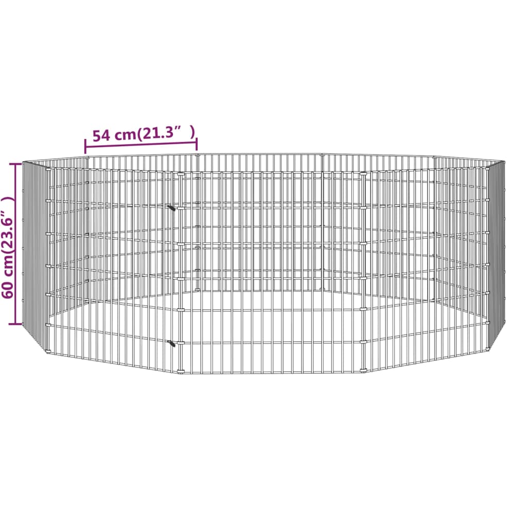 Konijnenkooi met 10 panelen 54x60 cm gegalvaniseerd ijzer 54 x 60 cm 10 panelen