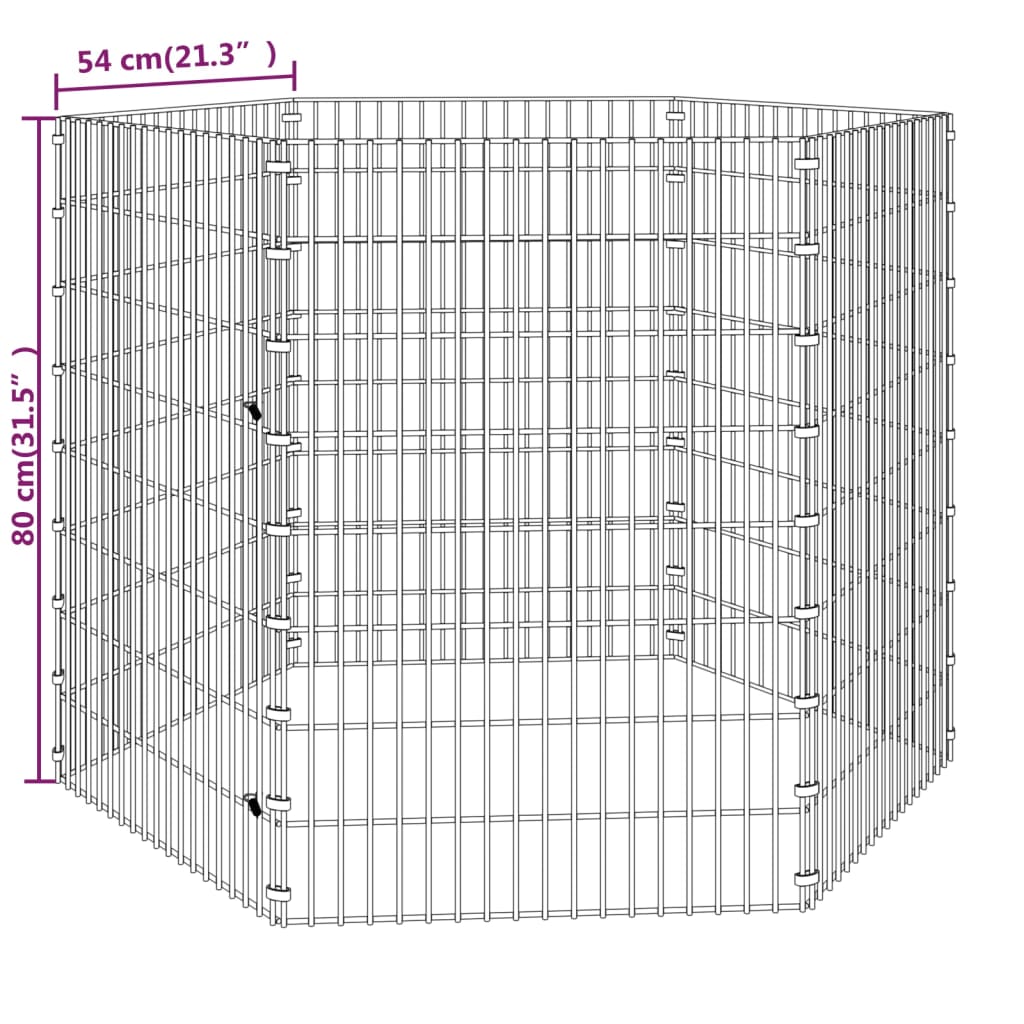 Konijnenkooi met 6 panelen 54x80 cm gegalvaniseerd ijzer 54 x 80 cm 6 panelen