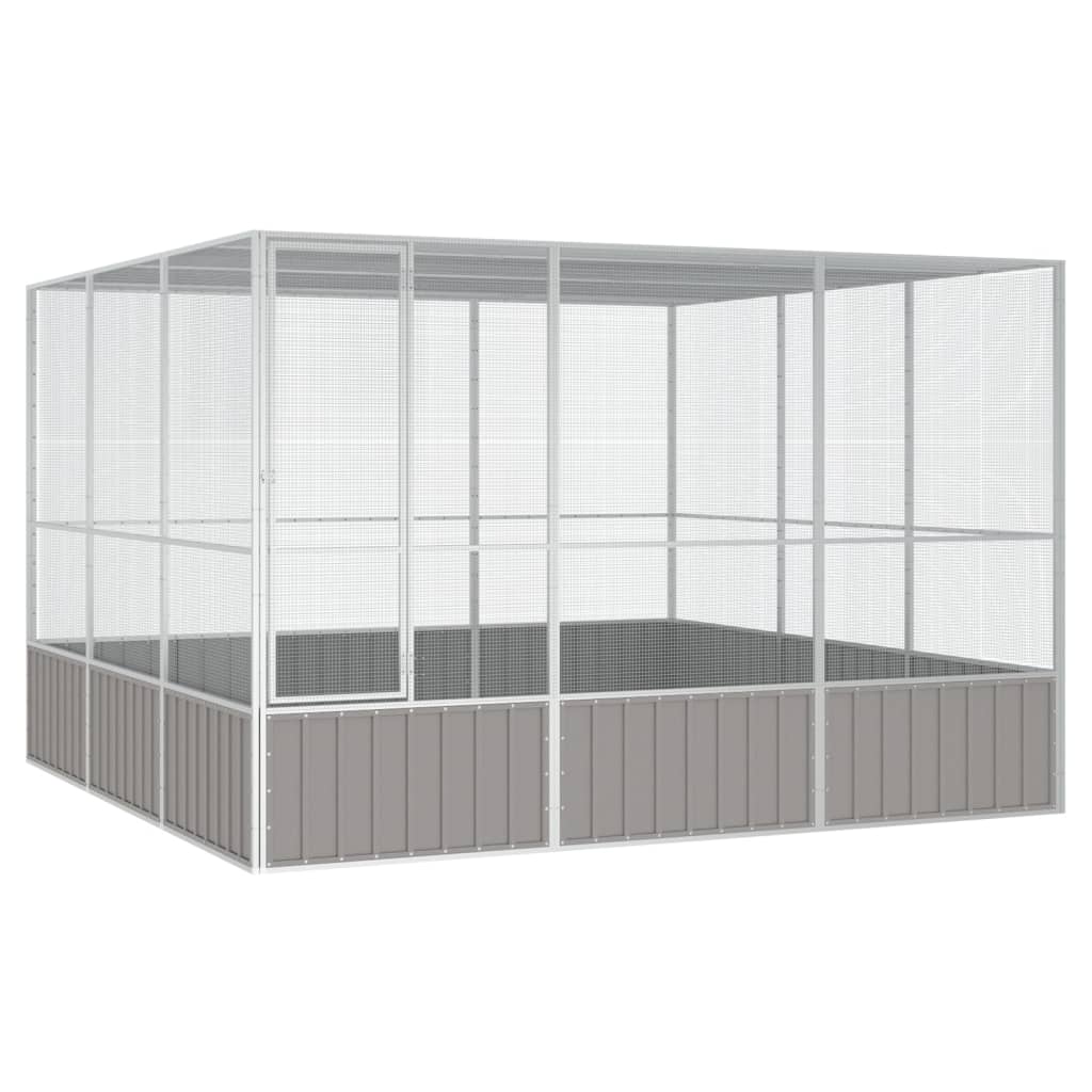 Vogelkooi 111X107X211,5 Cm Gegalvaniseerd Staal Grijs