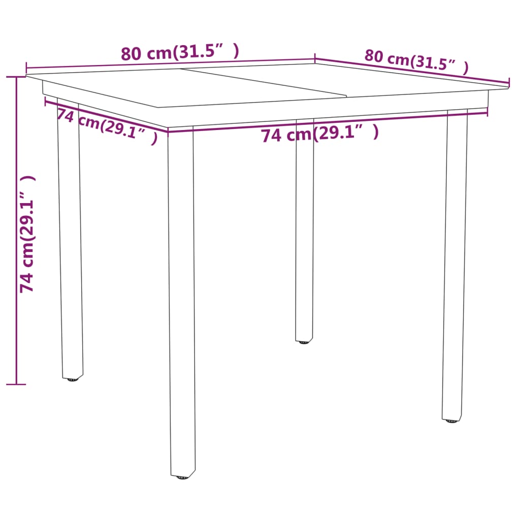 -Delige Tuinset Zwart 5 80 cm tafellengte