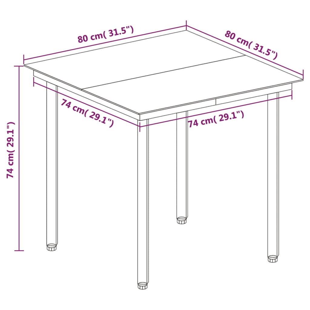 -Delige Tuinset Met Kussens Poly Rattan En Glas 5 80 cm tafellengte Zwart en wit