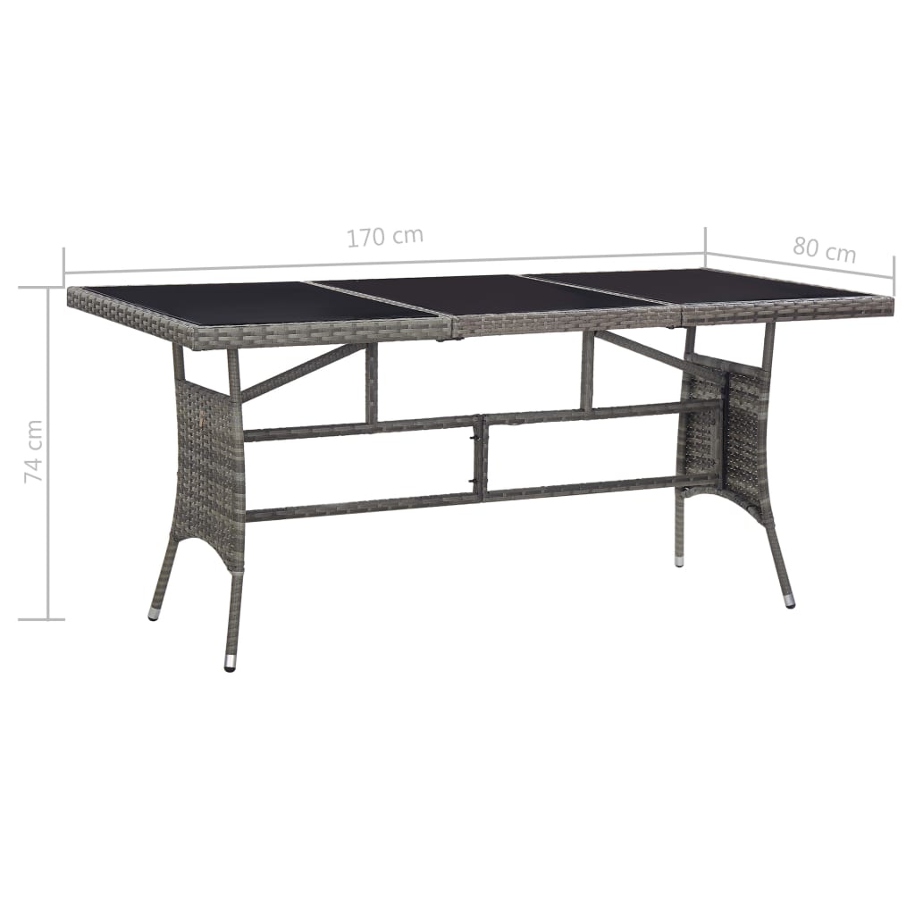 Tuintafel Poly Rattan Grijs 170 x 80 x 74 cm